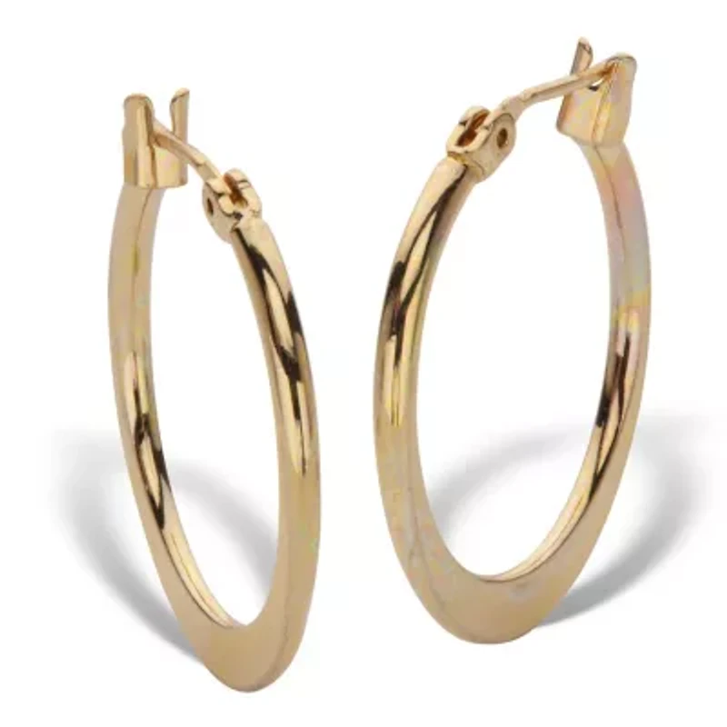 Flat Hoop Earrings Goldtone 3/4" Diameter