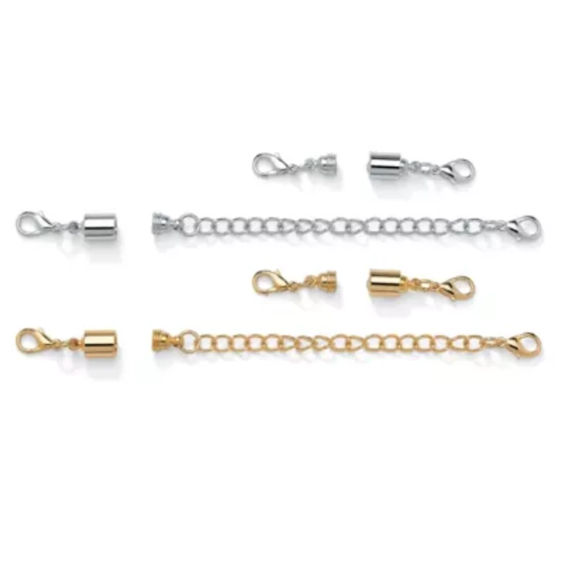 Magnetic Clasp and Chain Extender Two-Pair Set in Yellow Goldtone and Silvertone