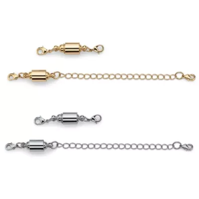 Magnetic Clasp and Chain Extender Two-Pair Set in Yellow Goldtone and Silvertone