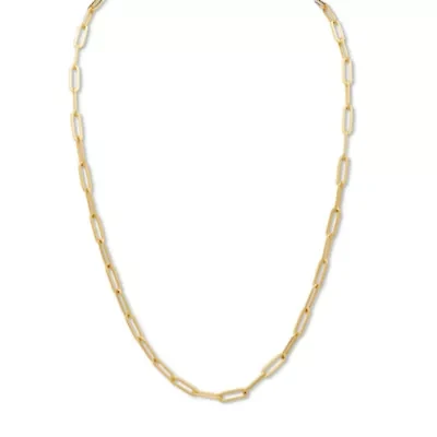 Gold Ion-Plated Stainless Steel Paperclip Necklace Inch