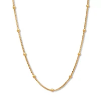 Gold Ion-Plated Stainless Steel Beaded Chain Necklace, 24 Inches