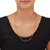 Gold Ion-Plated Stainless Steel Beaded Chain Necklace, 24 Inches