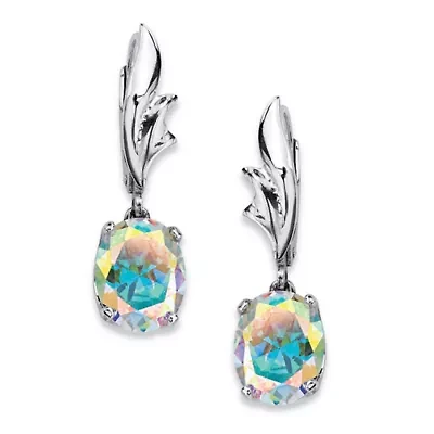 5.08 TCW Aurora Borealis Cubic Zirconia Drop Earrings in .925 Sterling Silver