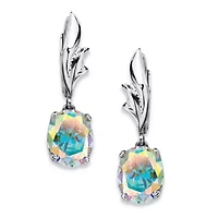 5.08 TCW Aurora Borealis Cubic Zirconia Drop Earrings in .925 Sterling Silver