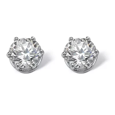 4 TCW Round Cubic Zirconia Stud Earrings in Platinum-plated Sterling Silver
