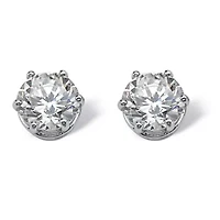 4 TCW Round Cubic Zirconia Stud Earrings in Platinum-plated Sterling Silver