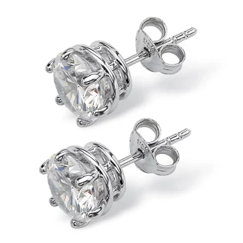 4 TCW Round Cubic Zirconia Stud Earrings in Platinum-plated Sterling Silver