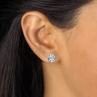 8 Cttw. Round White CZ & Ball Goldtone & Silvertone 4-Pair Stud Earring Set