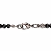 Simulated Black Onyx Black Ruthenium-Plated Beaded Filigree Necklace 15"