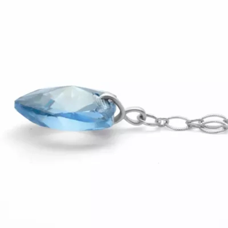 Blue Heart-Shaped Crystal Silvertone Rolo-Link Necklace 16.5"