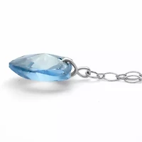 Blue Heart-Shaped Crystal Silvertone Rolo-Link Necklace 16.5"