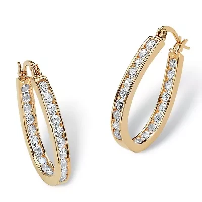 2.52 TCW Round Cubic Zirconia Inside-Out Hoop Earrings in Yellow Goldtone