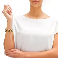 Double Curb-Link Bracelet and Drop Earrings Set in Goldtone and Black Ruthenium