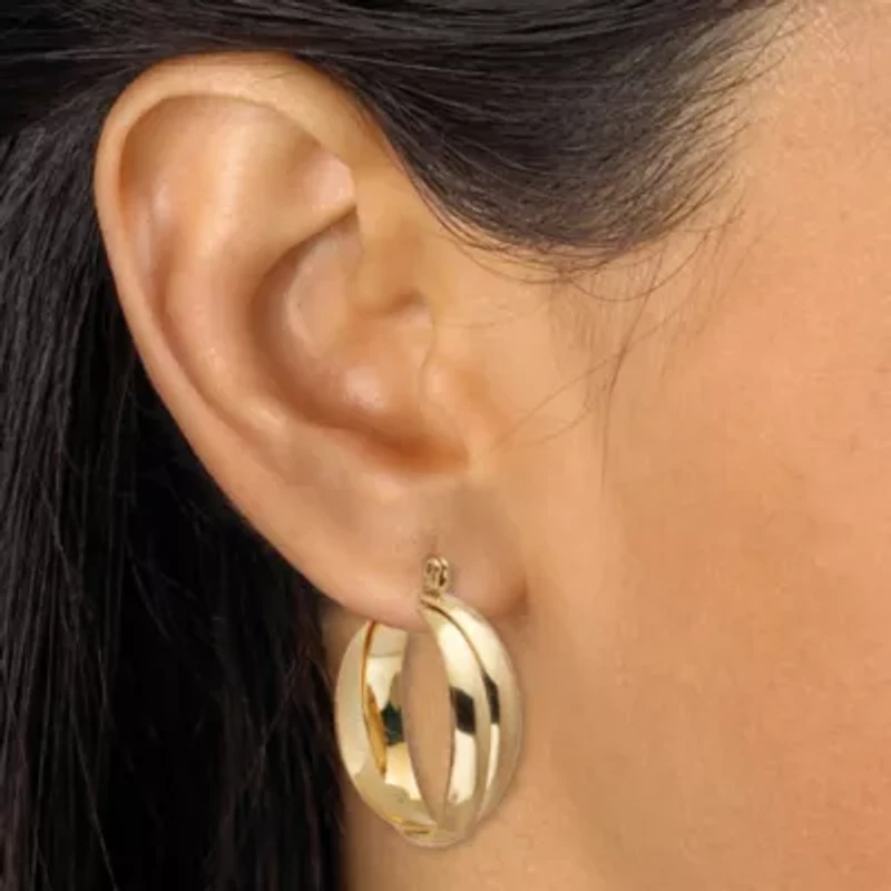 Yellow Goldtone 3 Pair Hoop Earrings Set