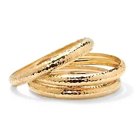 Yellow Goldtone Hammered 3-Piece Bangle Bracelet Set 8.5"