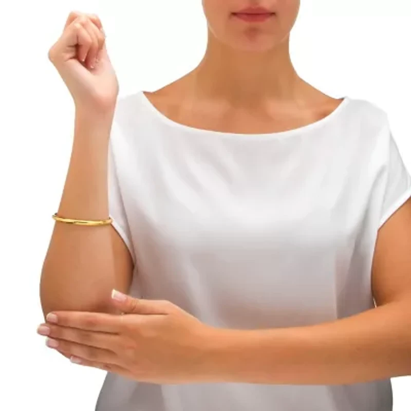 Etched Bangle Bracelet in 18k Yellow Gold Over .925 Sterling Silver 7"