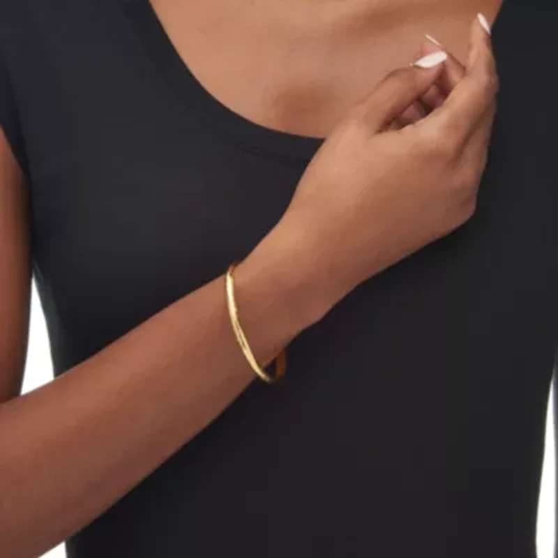Etched Bangle Bracelet in 18k Yellow Gold Over .925 Sterling Silver 7"