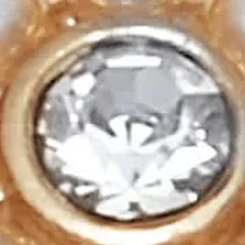 Round Crystal Goldtone Flower Drop Earrings, 50x30mm