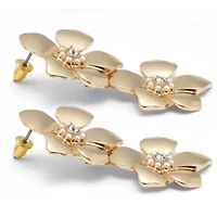 Round Crystal Goldtone Flower Drop Earrings, 50x30mm