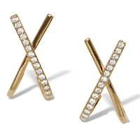 Crystal "X" Goldtone Drop Earrings, 20x10mm