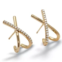 Crystal "X" Goldtone Drop Earrings, 20x10mm
