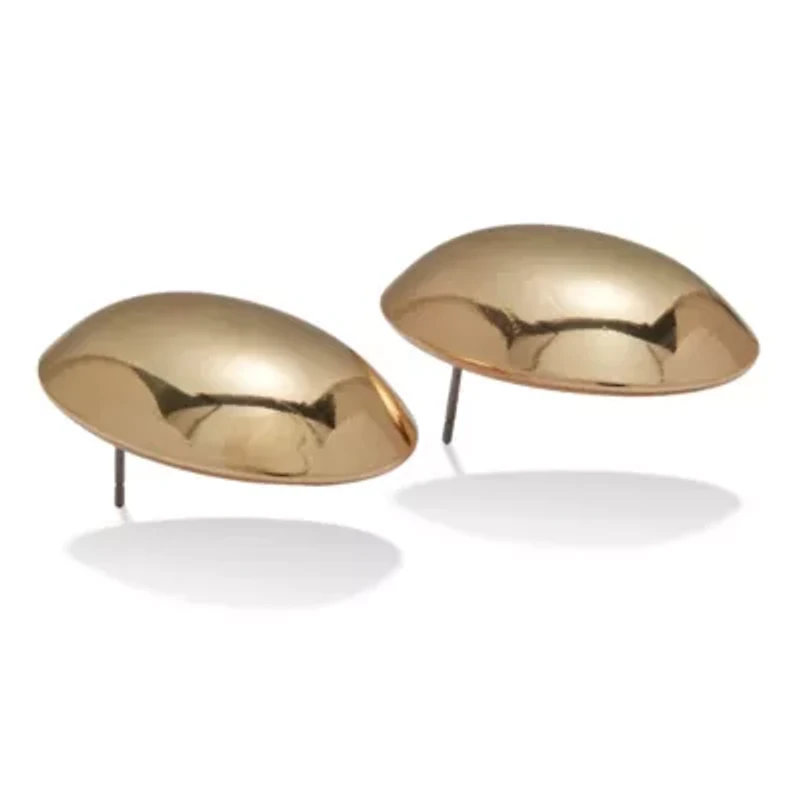 Goldtone Dome Earrings, 30x20mm