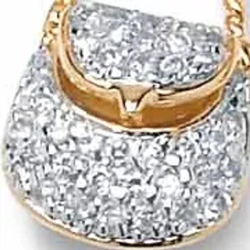 1.54 Cttw. Cubic Zirconia Goldtone Purse and Shoe Fashion Charm Bracelet 7.5"