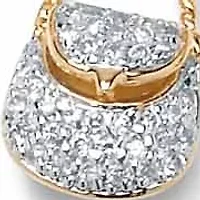 1.54 Cttw. Cubic Zirconia Goldtone Purse and Shoe Fashion Charm Bracelet 7.5"