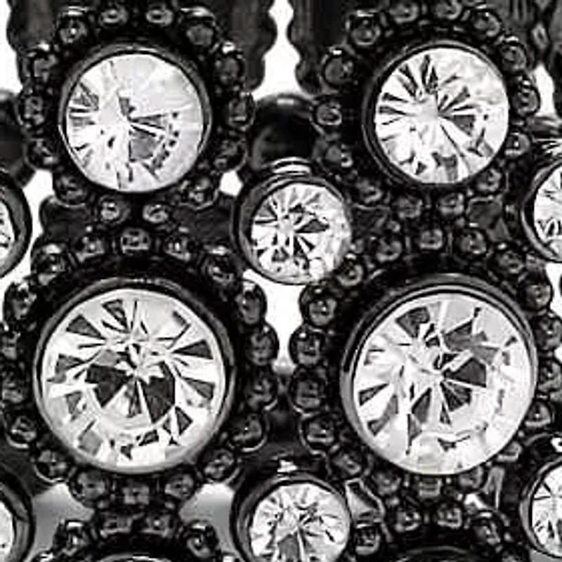 Black Ruthenium Plated Simulated Black Pearl and Crystal Stretch Bracelet