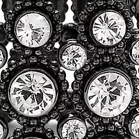 Black Ruthenium Plated Simulated Black Pearl and Crystal Stretch Bracelet