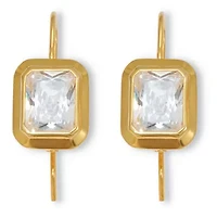 7.6 TCW 14k Yellow Gold-Plated Emerald Cut Cubic Zirconia Drop Earrings