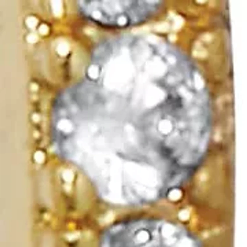 Round Crystal Goldtone Heart Lock and Hoop Earrings, 2-Pair Set