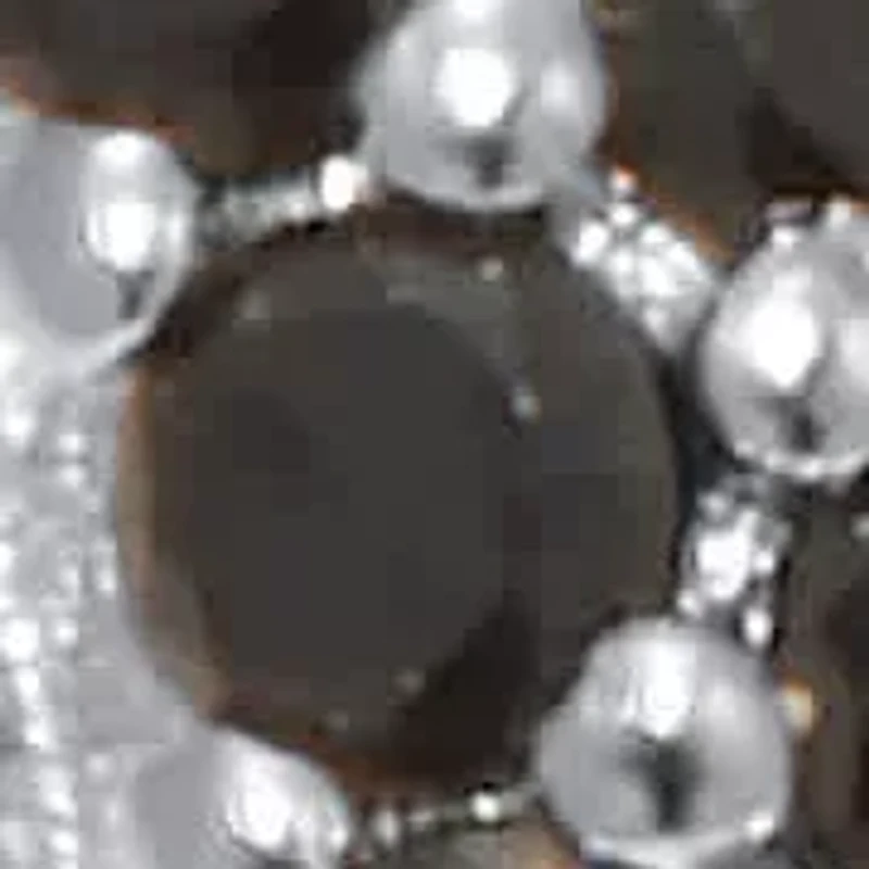 Round Genuine Black Spinel Sterling Silver Huggie Earrings