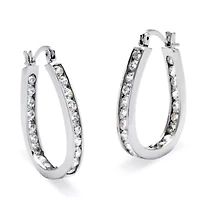 2.52 TCW Cubic Zirconia Silvertone Inside-Out Channel-Set Hoop Earrings