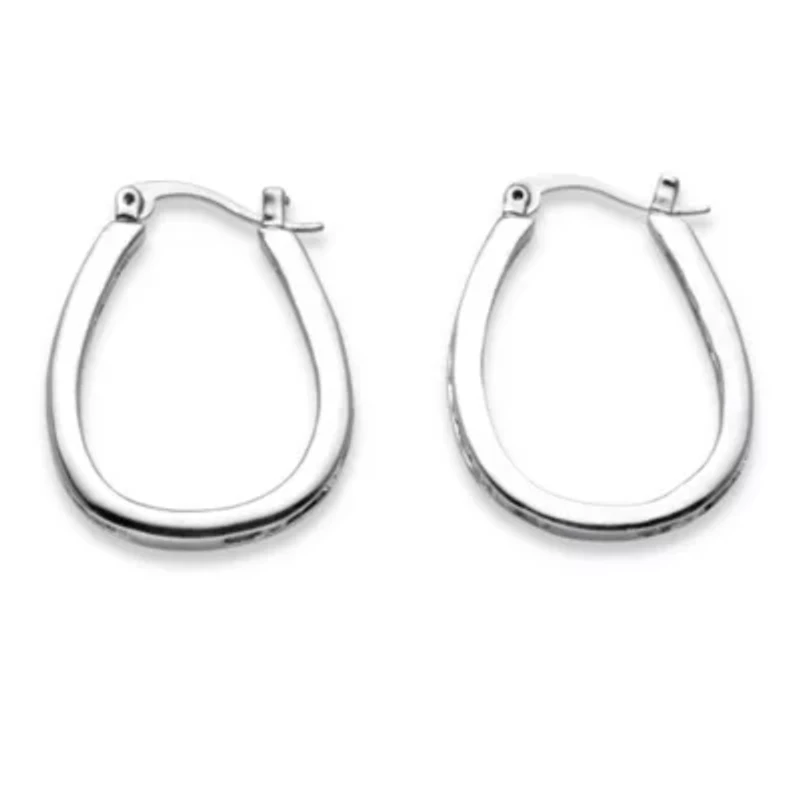 2.52 TCW Cubic Zirconia Silvertone Inside-Out Channel-Set Hoop Earrings