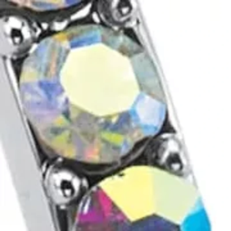 Aurora Borealis Crystal Inside-Out Hoop Earrings in Silvertone