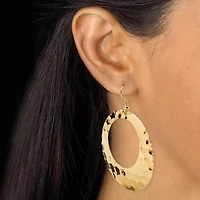 2 Pair Hammered-Style Hoop Earrings Set in Yellow Goldtone and Silvertone