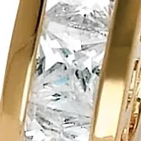 2.96 TCW Princess-Cut Cubic Zirconia Huggie-Hoop Earrings Gold-Plated