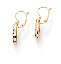 Round Crystal Accent Yellow Gold-Plated Filigree Pear-Shaped Drop Earrings