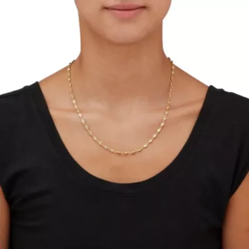 Round Cut Crystal Goldtone Station Necklace 21 inch