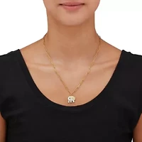Yellow Gold Ion-Plated Crystal Elephant Layered Necklace, 19 Inches