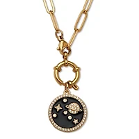 Crystal Space Pendant Yellow Gold Ion-Plated Pendant Necklace, 17 Inches