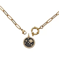 Crystal Space Pendant Yellow Gold Ion-Plated Pendant Necklace, 17 Inches