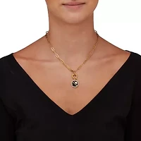 Crystal Space Pendant Yellow Gold Ion-Plated Pendant Necklace, 17 Inches