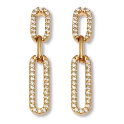 .40 TCW Round Cubic Zirconia Yellow Gold-Plated Link Earrings