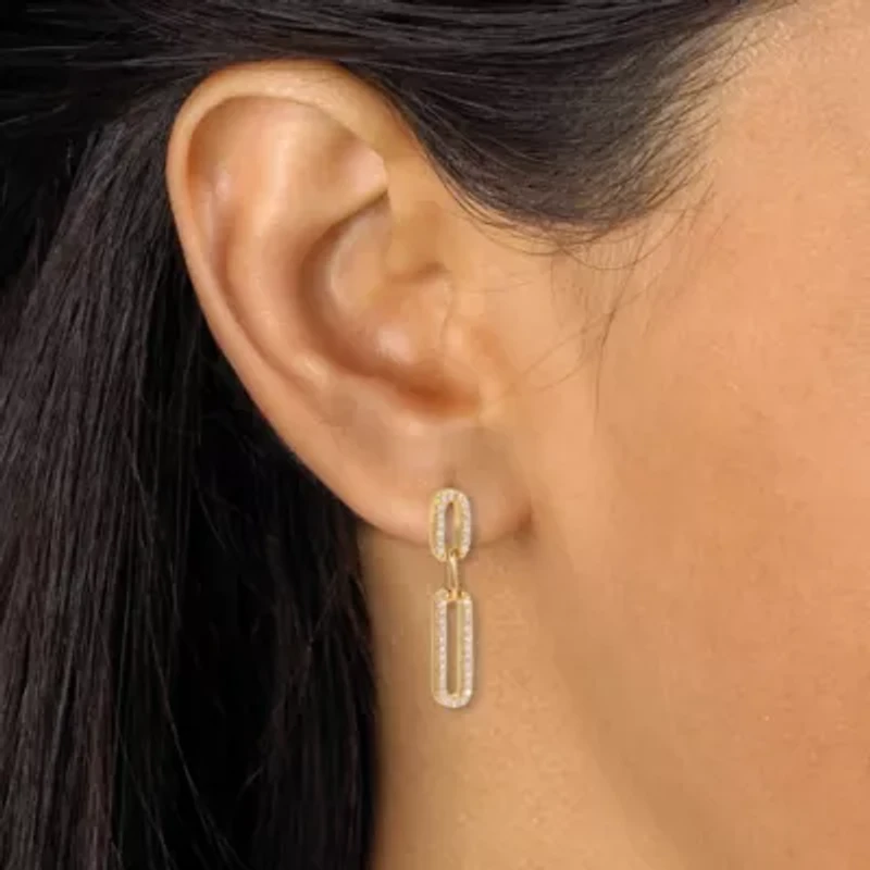 .40 TCW Round Cubic Zirconia Yellow Gold-Plated Link Earrings