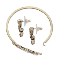 Marquise Cut Fiery Aurora Borealis Crystal Bracelet & Earring Set Goldtone