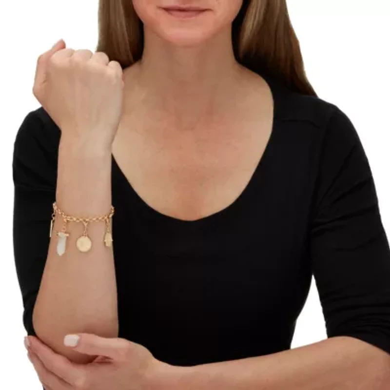 Crystal 14k Yellow Gold-Plated Interchangeable Charm Bracelet Set