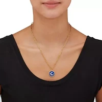 Crystal Celestial Moon Gold Ion-Plated Stainless Steel Pendant, 19 Inches