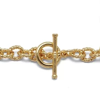 Marquise Cut Green Crystal Goldtone Link Necklace, 19 inches